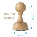 Drewniany stempel do pieczęci gumowych o wymiarach 5 cm średnicy