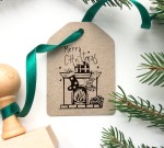 Stempel świąteczny - SKARPETY NAD KOMINKIEM