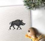  DZIK - zwierzęta leśne - pieczątka drewniana 