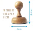 Drewniana rączka stempla exlibris o wymiarach 6 cm średnicy