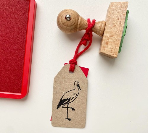 bocian - ptaki Polski - stemple drewniane. Poduszka z tuszem Colop Micro 1