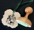 herb rodowy na zamówienie projekt na dużą retro pieczątkę drewnianą