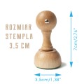 Drewniany okrągły stempel o wymiarach 3,5 cm średnicy