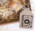 Stempel Ex libris KAWA I KSIĄŻKI - Spersonalizowana pieczątka z pięknym odręcznym rysunkiem filiżanki z kawą na książce dla miłośników porannej kawy.