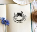 Stempel Ex libris IMBRYK I KSIĄŻKA - Spersonalizowana pieczątka z odręcznym rysunkiem czajnika z herbatą i książki