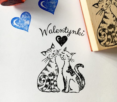 Walentynkowy stempel do prac scrapbookowych Zakochane Koty