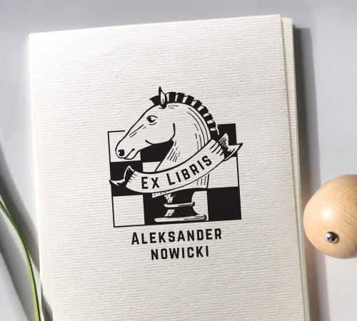 Pieczątka personalizowana ex libris - KONIK SZACHOWY